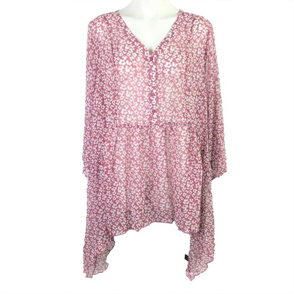 Lane Bryant Tops - Lane Bryant Semi Sheer Tunic Top Size 22 24 Floral